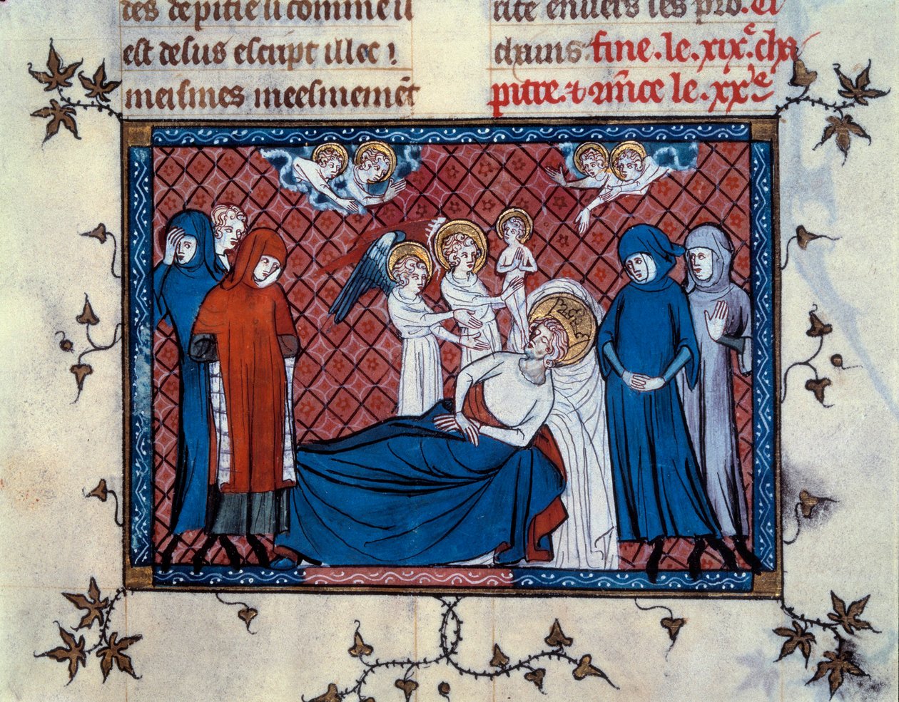 Dood van Saint Louis in Tunis op 25 augustus 1270 door Master of the Cambrai Missal Mahiet