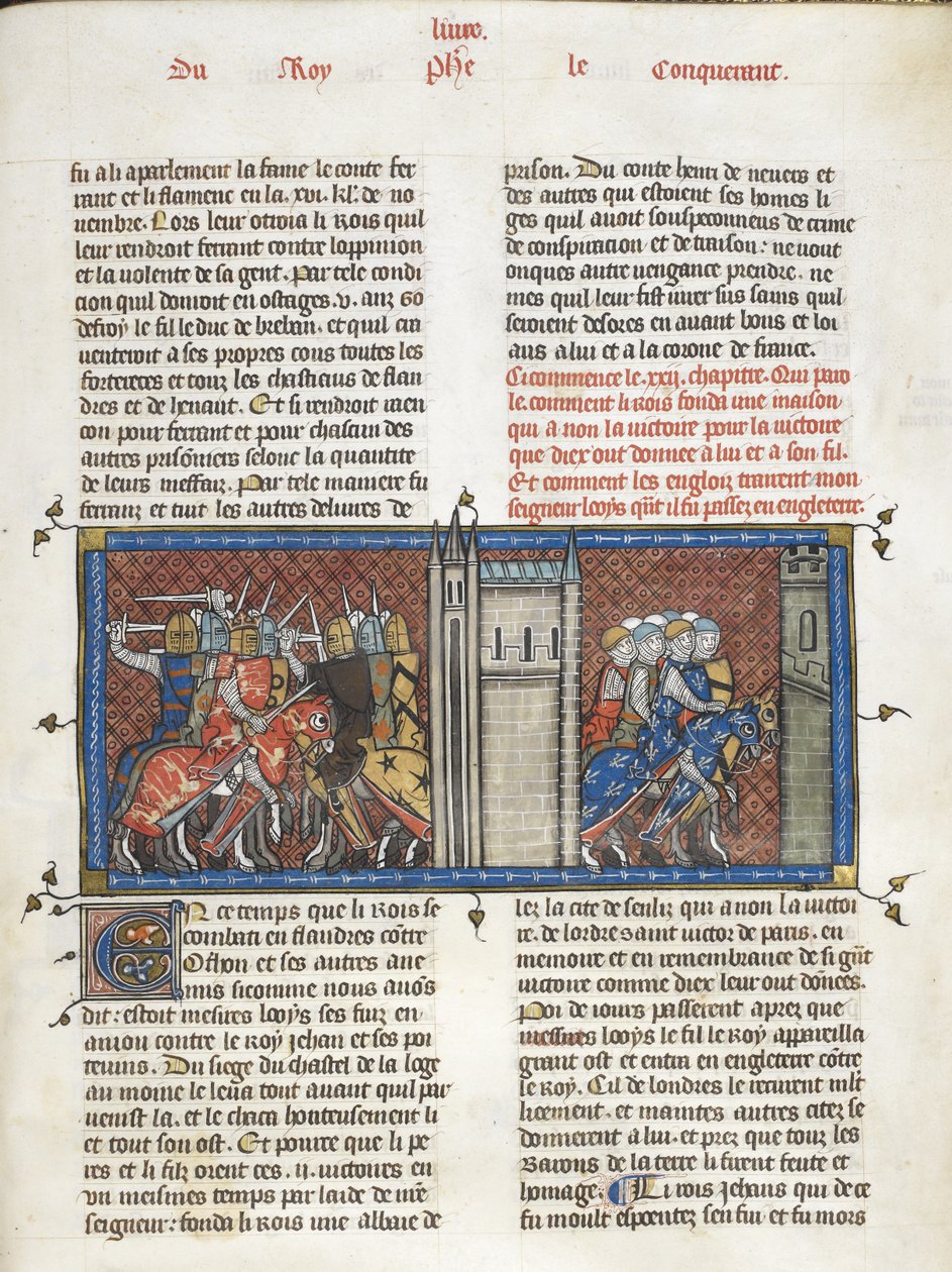 Een slag met Jan, koning van Engeland, en Lodewijk VIII op mars, uit 