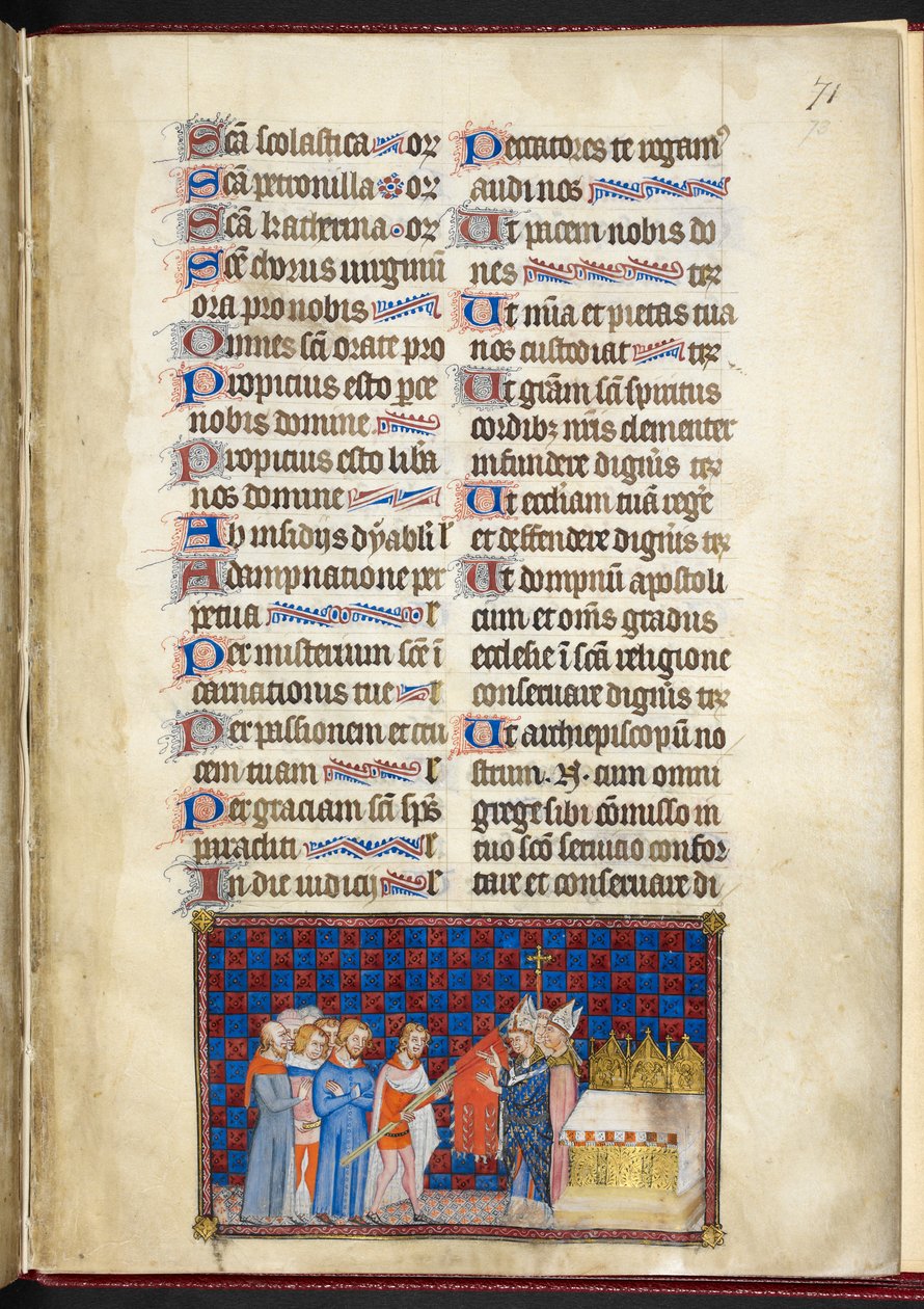 De aartsbisschop van Reims zegent de Oriflamme, illustratie uit 