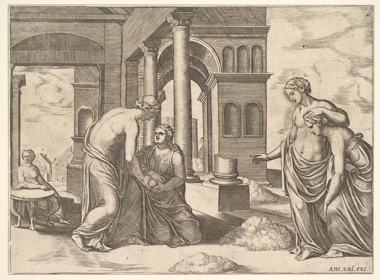 Venus beveelt Psyche een hoop graan te sorteren, uit de 