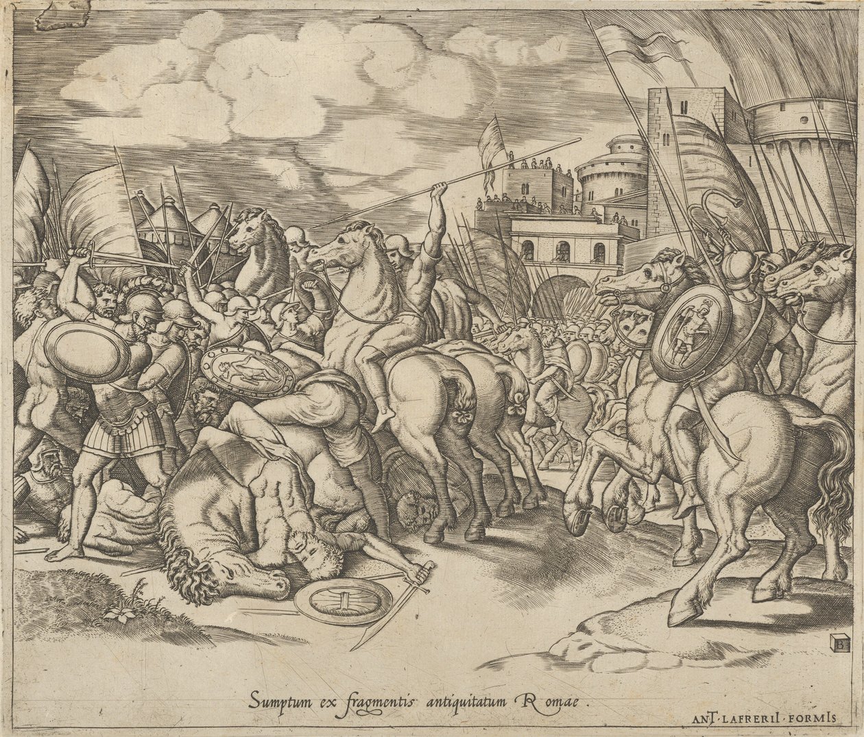 Speculum Romanae Magnificentiae: De Overwinning van Scipio [over Syphax], 16e eeuw door Master of the Die