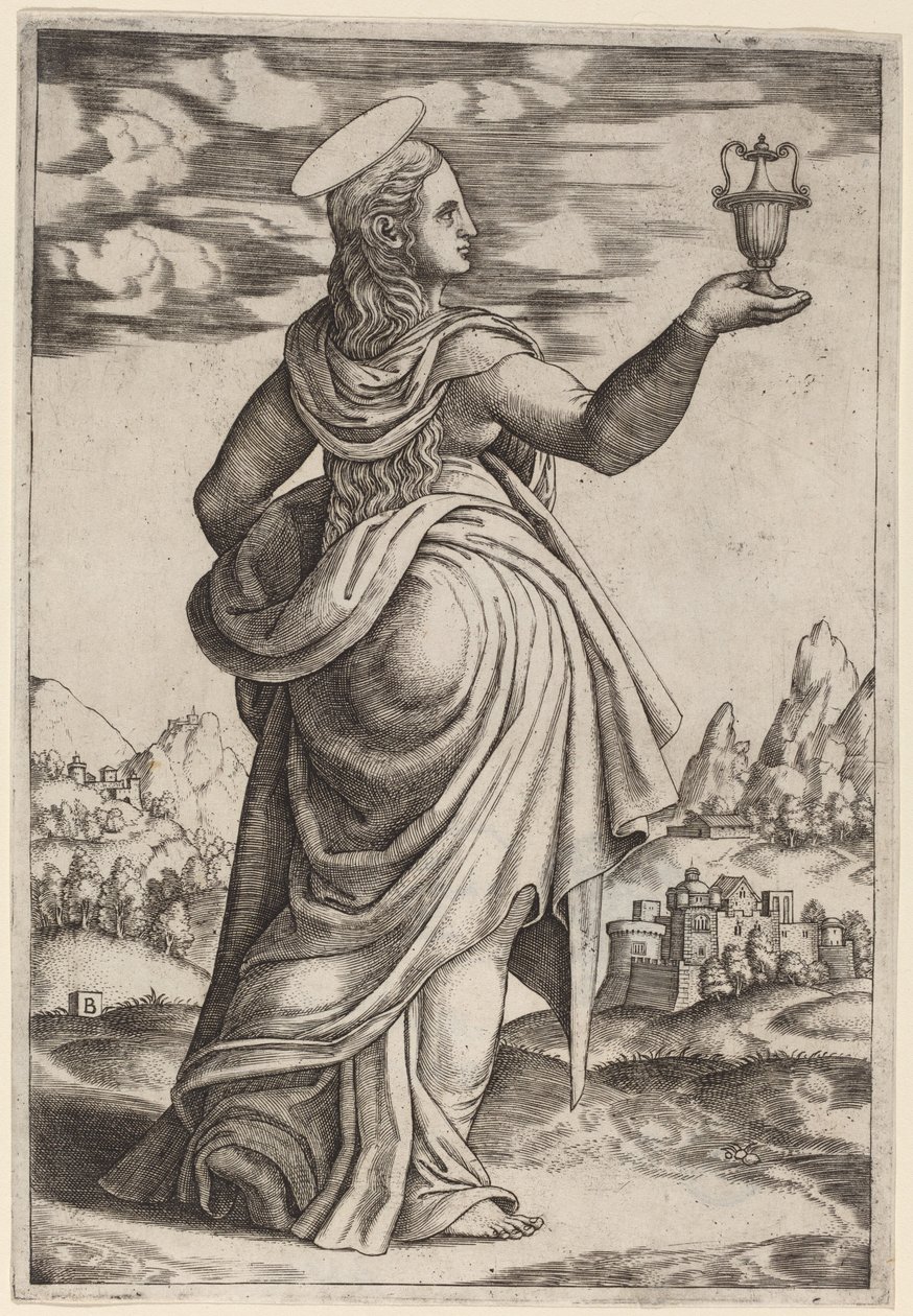 De Magdalena door Master of the Die after Follower of Raphael