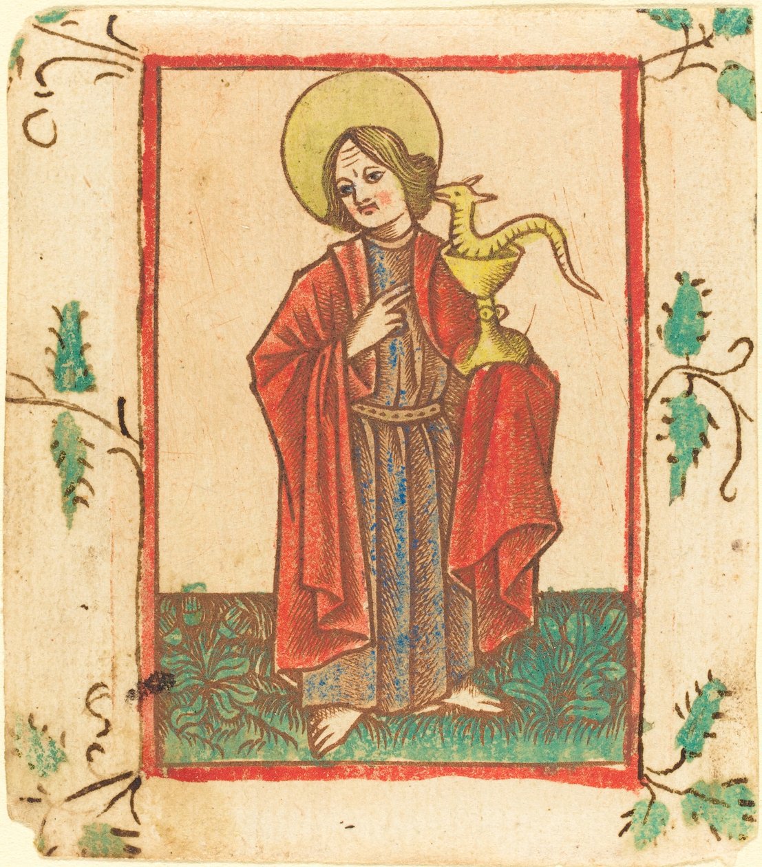 Sint Johannes de Evangelist door Master of the Dutuit Mount of Olives after Master of St. Erasmus