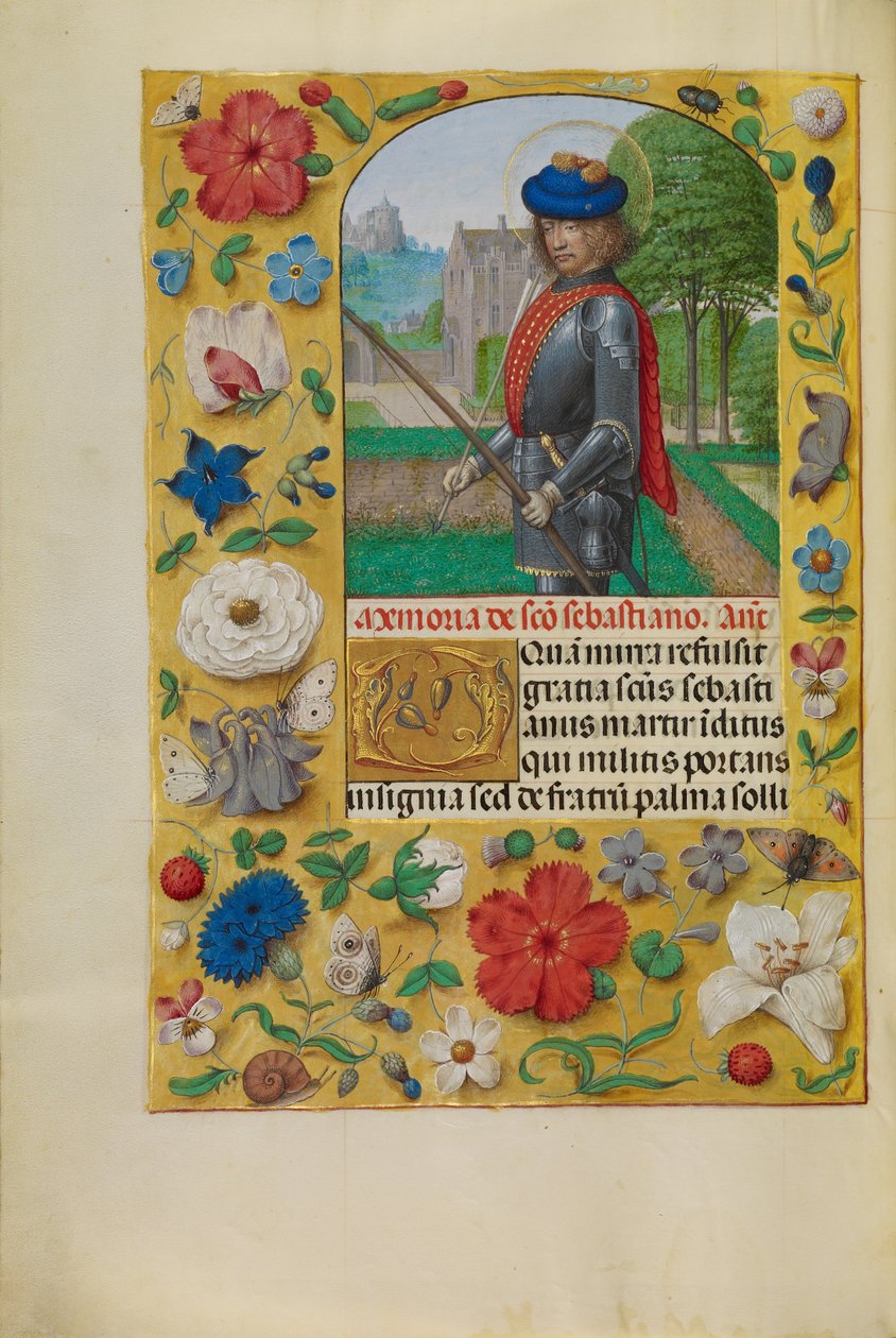 Sint Sebastiaan door Master of the First Prayer Book of Maximilian