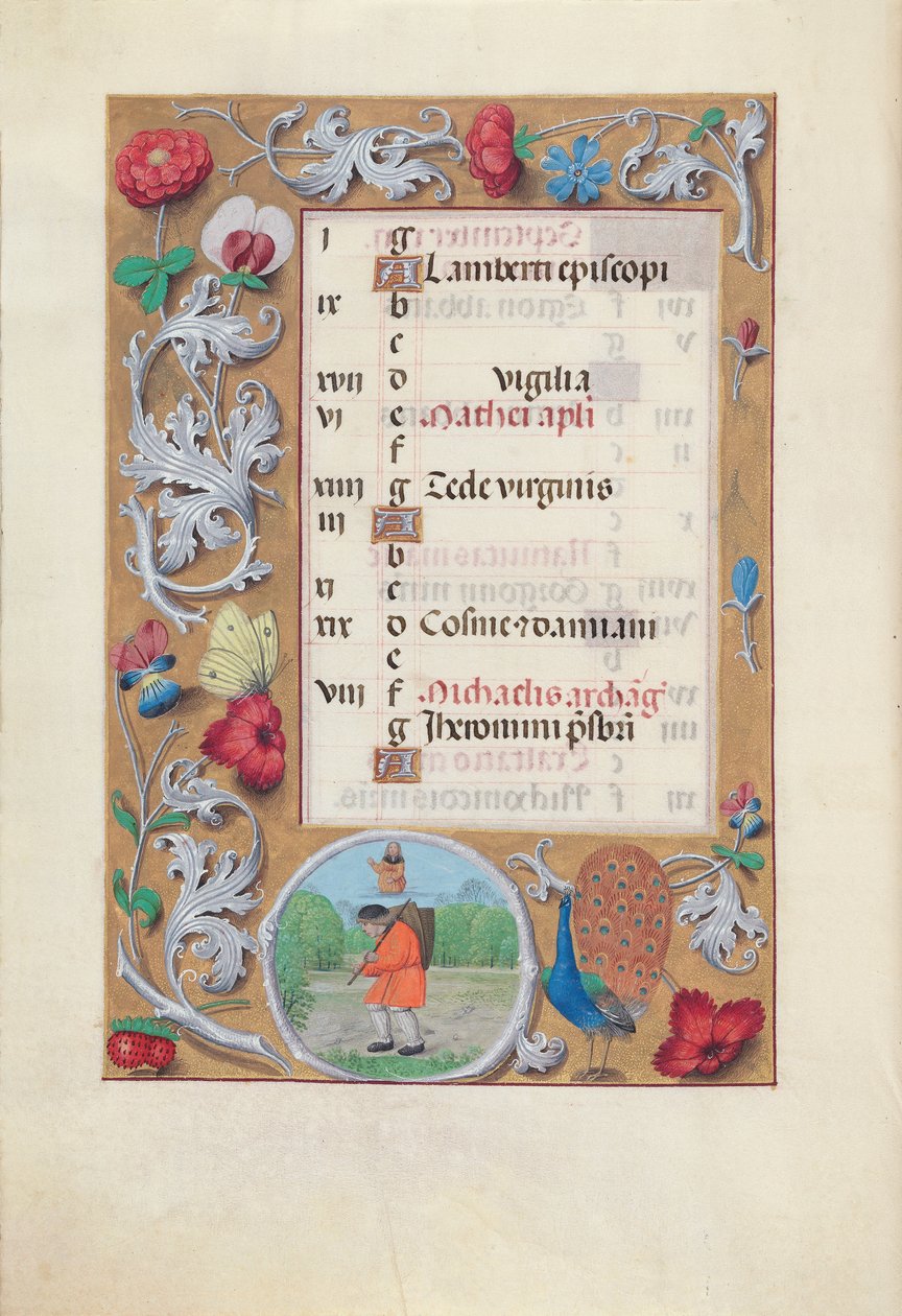 Getijdenboek van koningin Isabella de Katholieke, koningin van Spanje: Fol. 10v, september, ca. 1500 door Master of the First Prayerbook of Maximillian