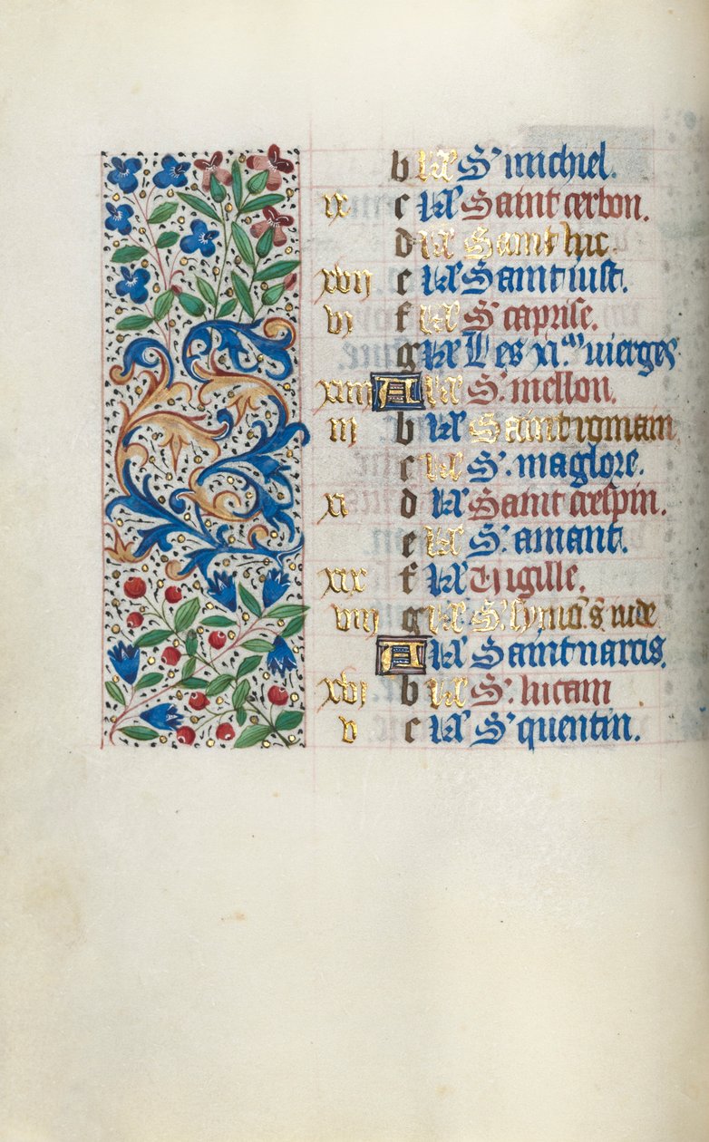 Getijdenboek Gebruik van Rouen: fol. 10v, ca. 1470 door Master of the Geneva Latini