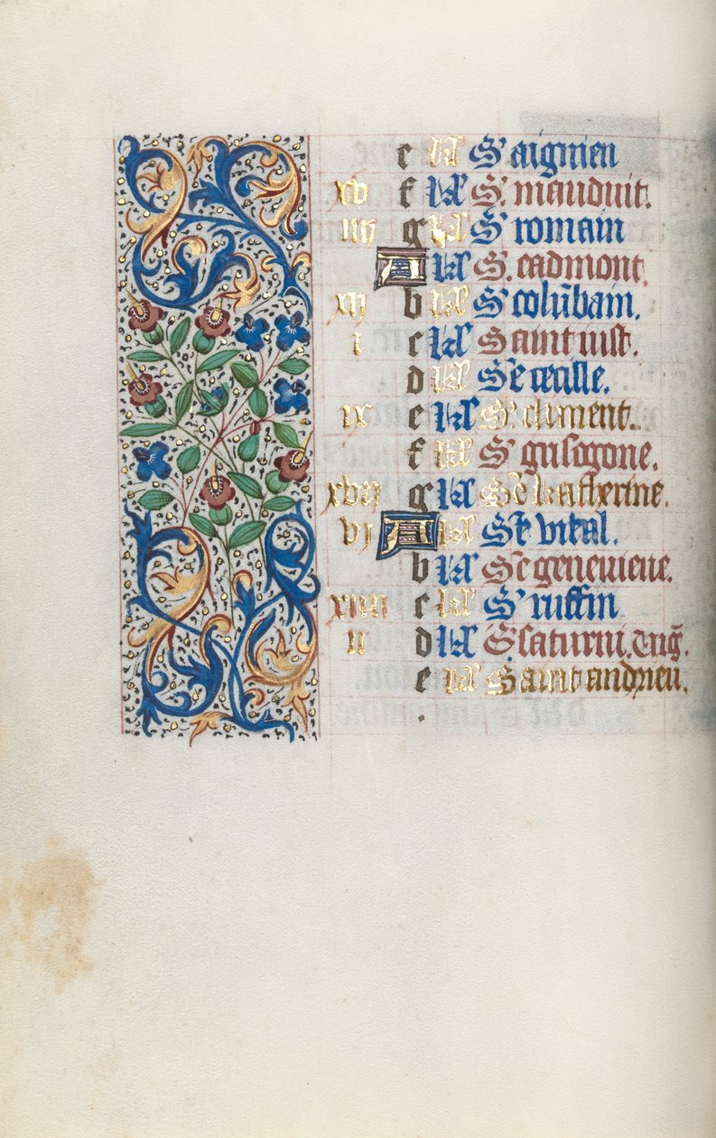 Getijdenboek Gebruik van Rouen: fol. 11v, ca. 1470 door Master of the Geneva Latini