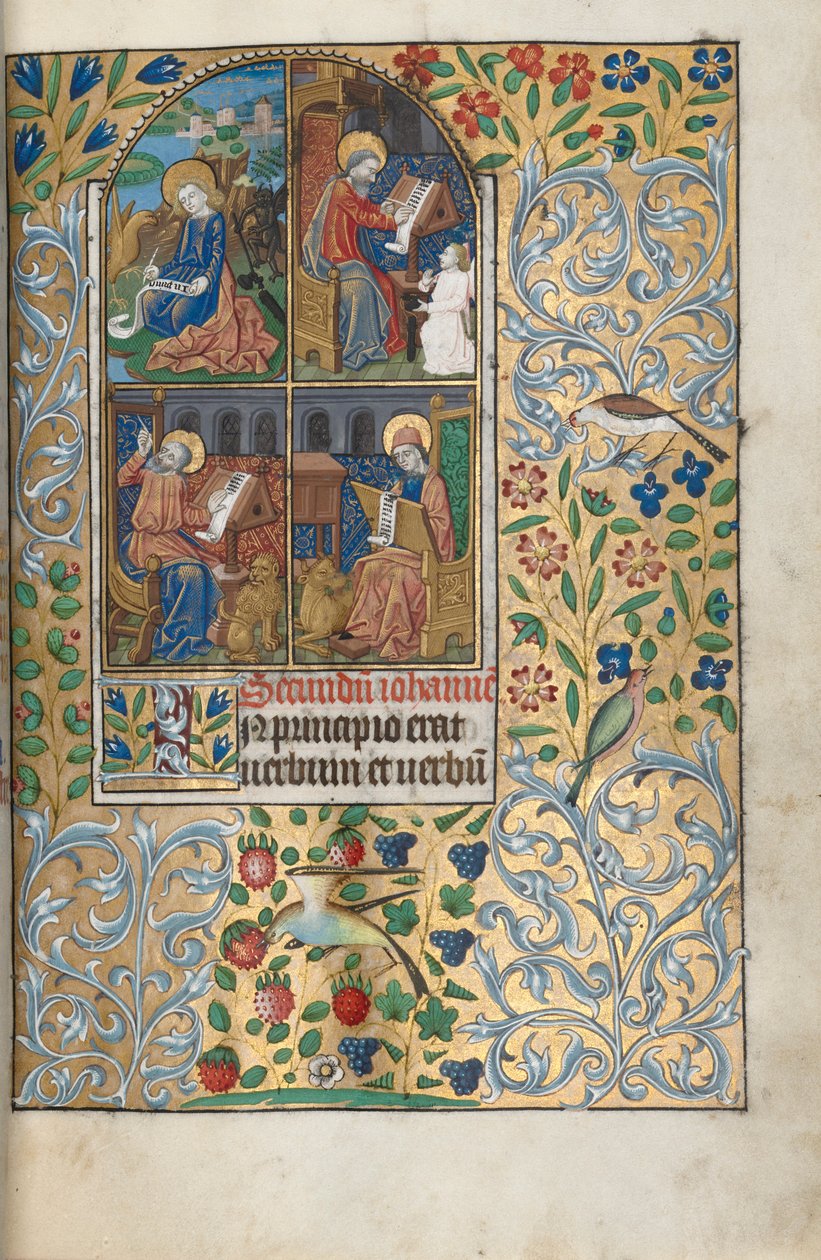 Getijdenboek Gebruik van Rouen: fol. 13r, De Vier Evangelisten, c. 1470 door Master of the Geneva Latini