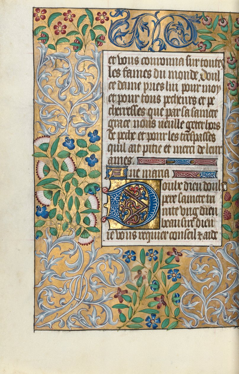 Getijdenboek Gebruik van Rouen: fol. 151v, Uitgebreide Rand van Bladwerk, c. 1470 door Master of the Geneva Latini