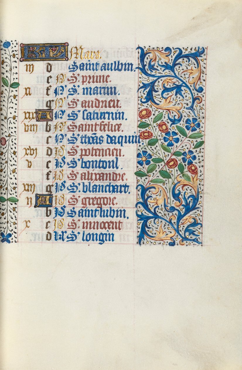 Getijdenboek Gebruik van Rouen: fol. 3r, c. 1470 door Master of the Geneva Latini