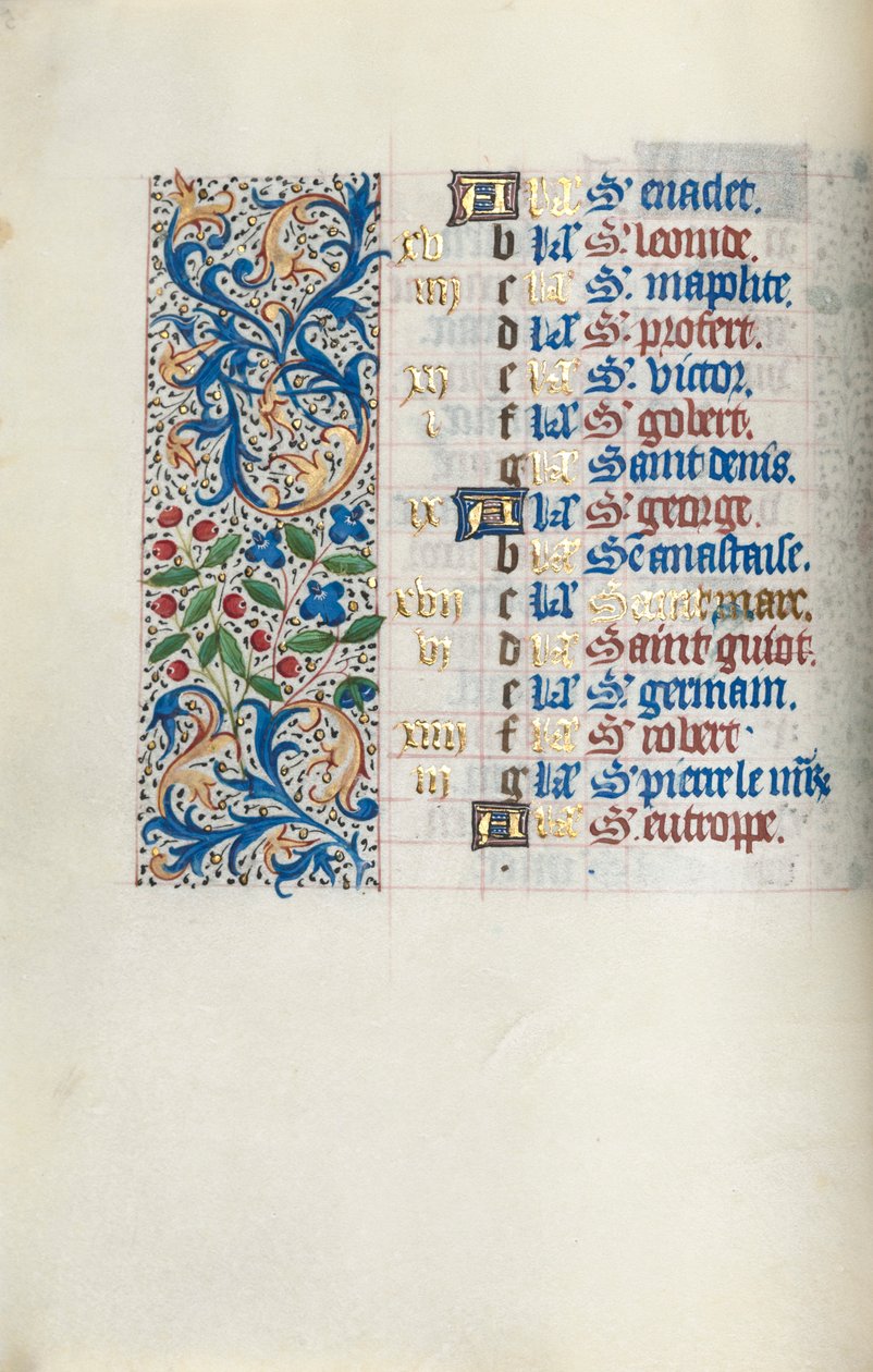 Getijdenboek Gebruik van Rouen: fol. 4v, c. 1470 door Master of the Geneva Latini