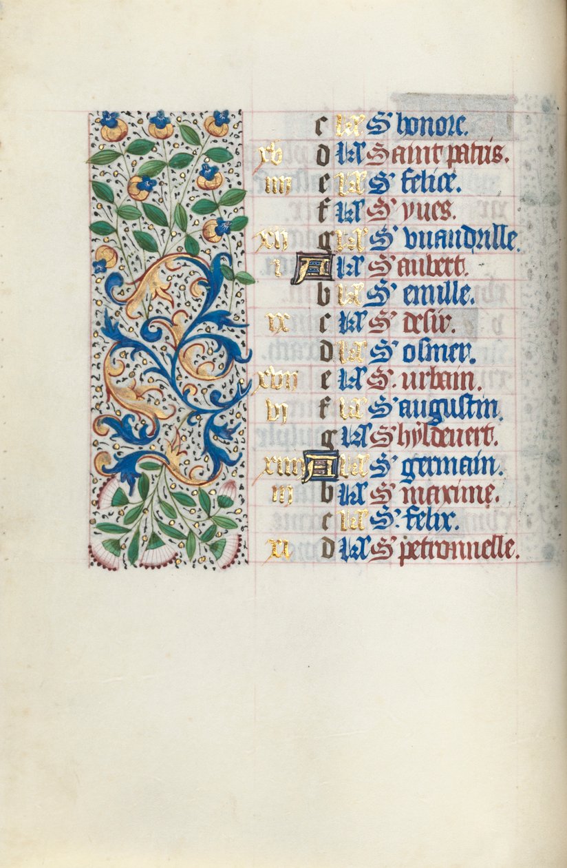 Getijdenboek Gebruik van Rouen: fol. 5v, ca. 1470 door Master of the Geneva Latini