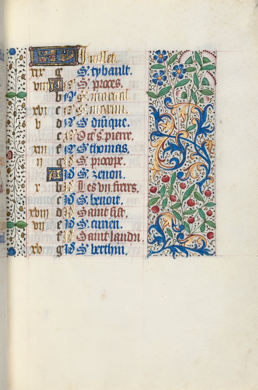 Getijdenboek Gebruik van Rouen: fol. 7r, c. 1470 door Master of the Geneva Latini