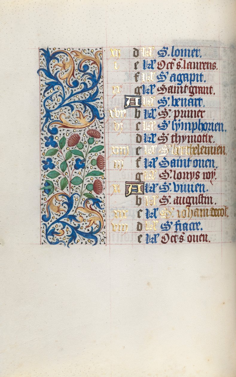 Getijdenboek Gebruik van Rouen: fol. 8v, ca. 1470 door Master of the Geneva Latini