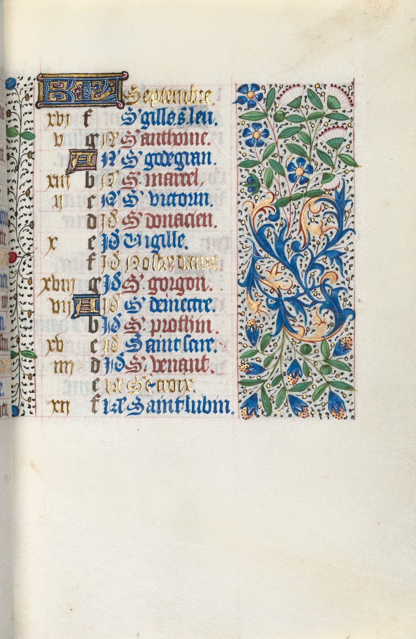 Getijdenboek Gebruik van Rouen: fol. 9r, circa 1470 door Master of the Geneva Latini