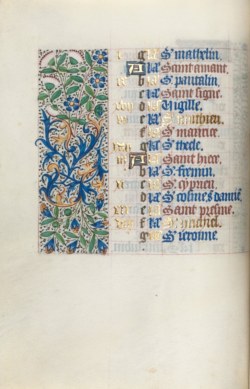 Getijdenboek Gebruik van Rouen: fol. 9v, c. 1470 door Master of the Geneva Latini