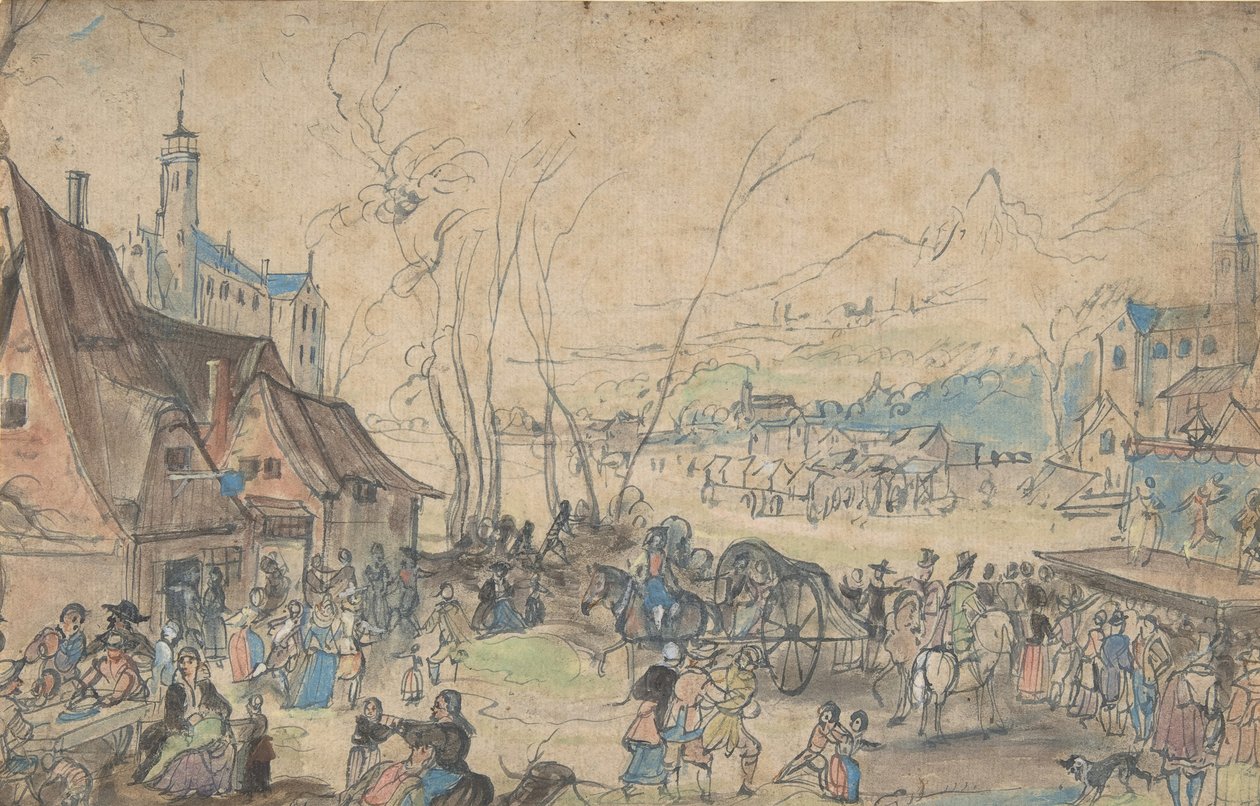 Dorpskermis, 16e eeuw door Master of the Hermitage Sketchbook