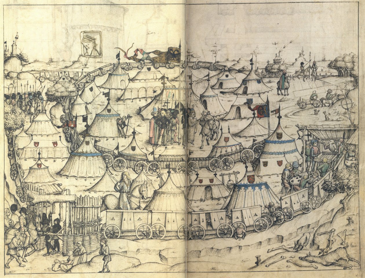 De wagenfort uit het middeleeuwse huisboek van Kasteel Wolfegg, ca 1485 door Master of the Housebook of Wolfegg