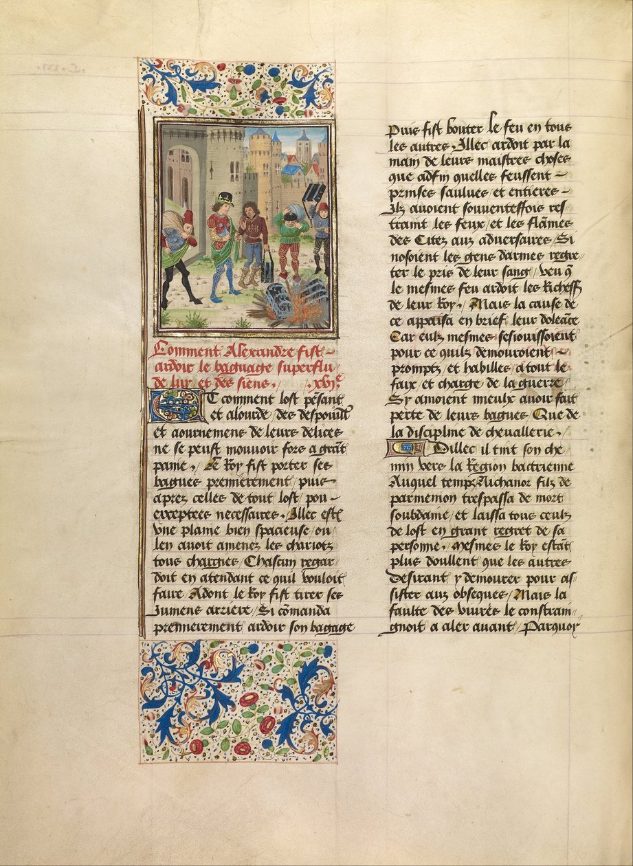 Alexander Beveelt de Vernietiging van het Overtollige Bagage van zijn Leger door Master of the Jardin de vertueuse consolation and assistant