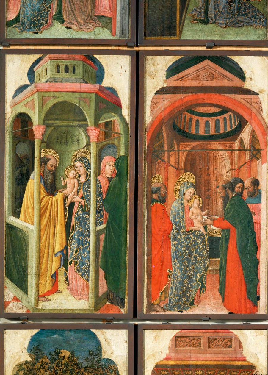 12 scènes uit het leven van de Maagd (schilderij op paneel) door Master of the Life of Virgin Mary
