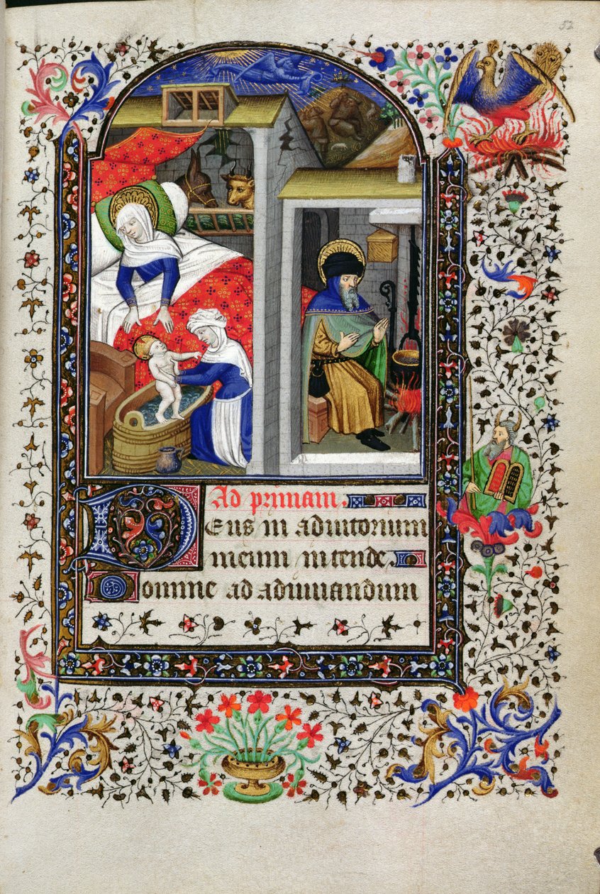 Geboorte, uit een Getijdenboek, Parijs, c.1435 door Master of the Munich Golden Legend