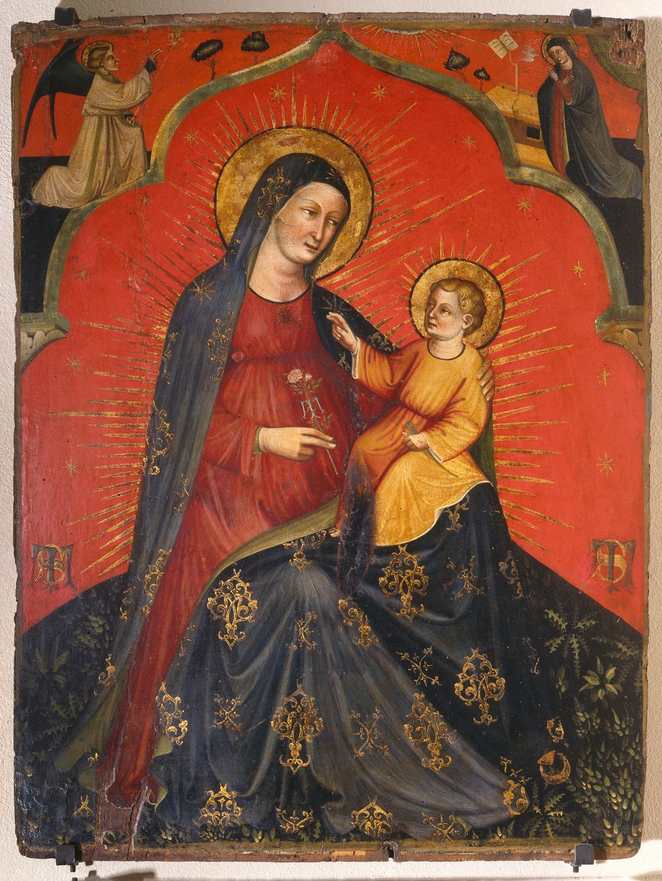 Madonna en Kind en Aankondiging, c.1390 door Master of the Pesaro Crucifix