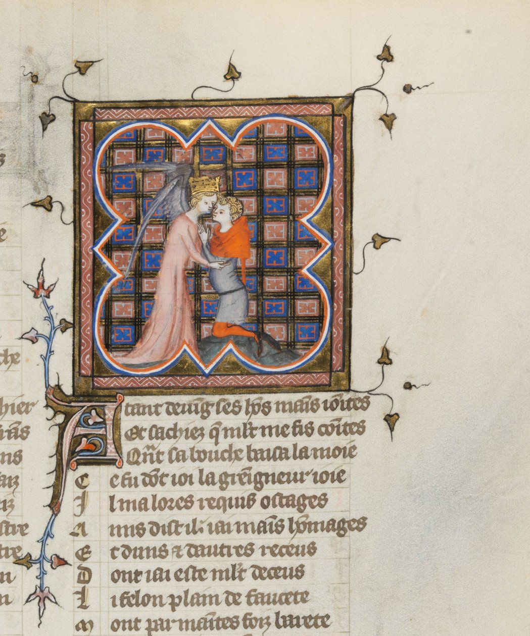Miniatuur uit een manuscript van de Roman de la Rose door Guillaume de Lorris en Jean de Meun door Master of the Rose novels