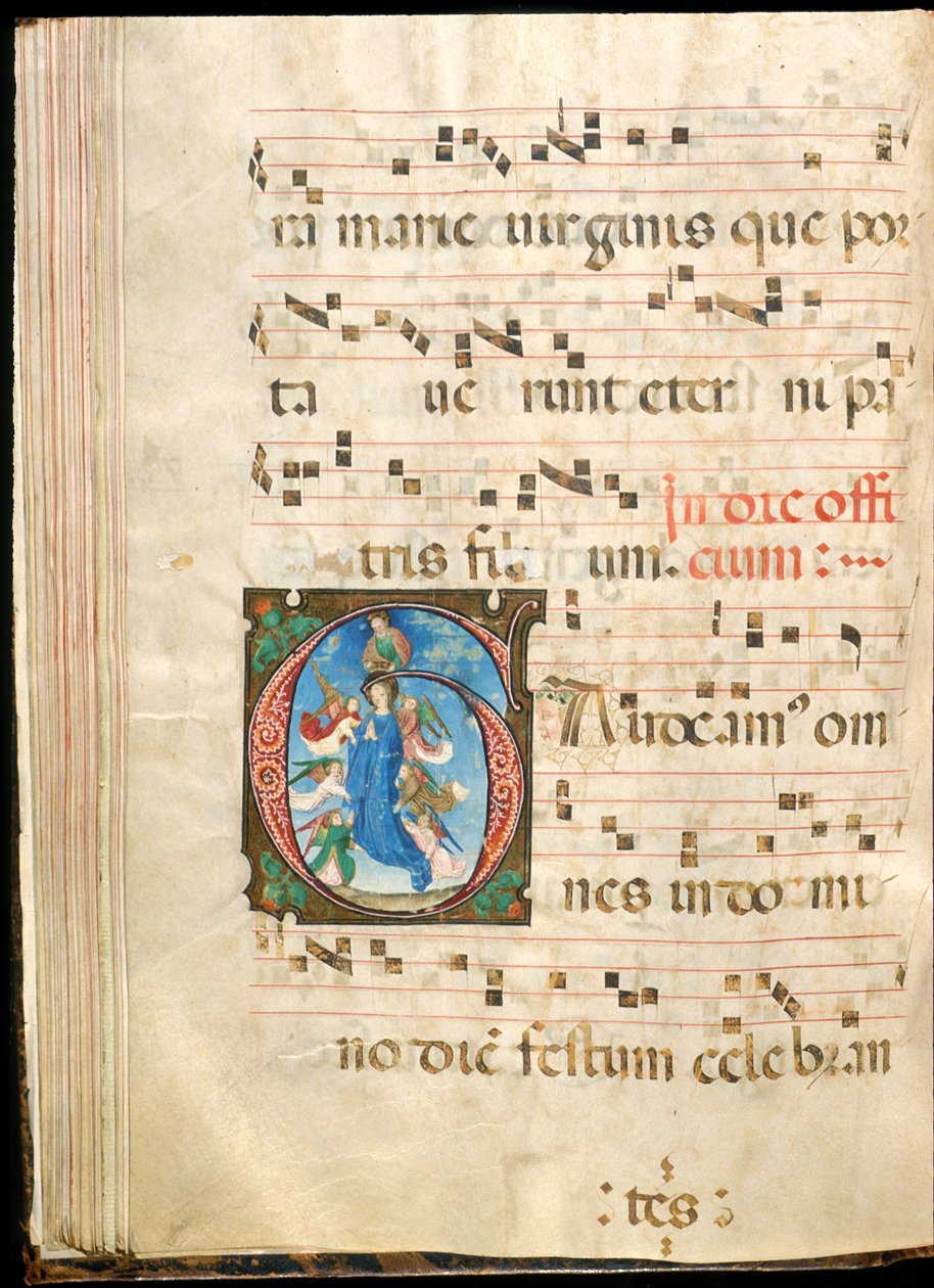 Hemelvaart van de Maagd, f.72v uit een graduale, laat 15e eeuw door Master of the Saluces Hours (attr. to)