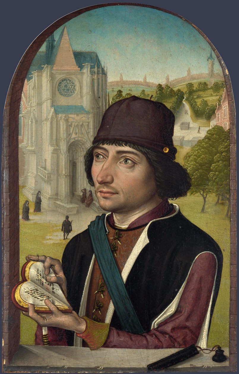Portret van een jonge man door Master of the View of Saint Gudula