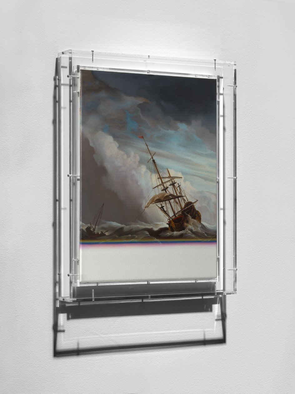 Expiration Painting, Galleon, 2016 (Olieverf op doek, hout, perspex) door Mat Collishaw