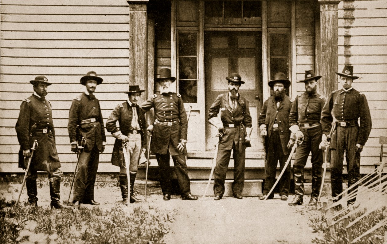 Generaal E. V. Sumner en Staf, 1861-65 door Mathew B. Brady