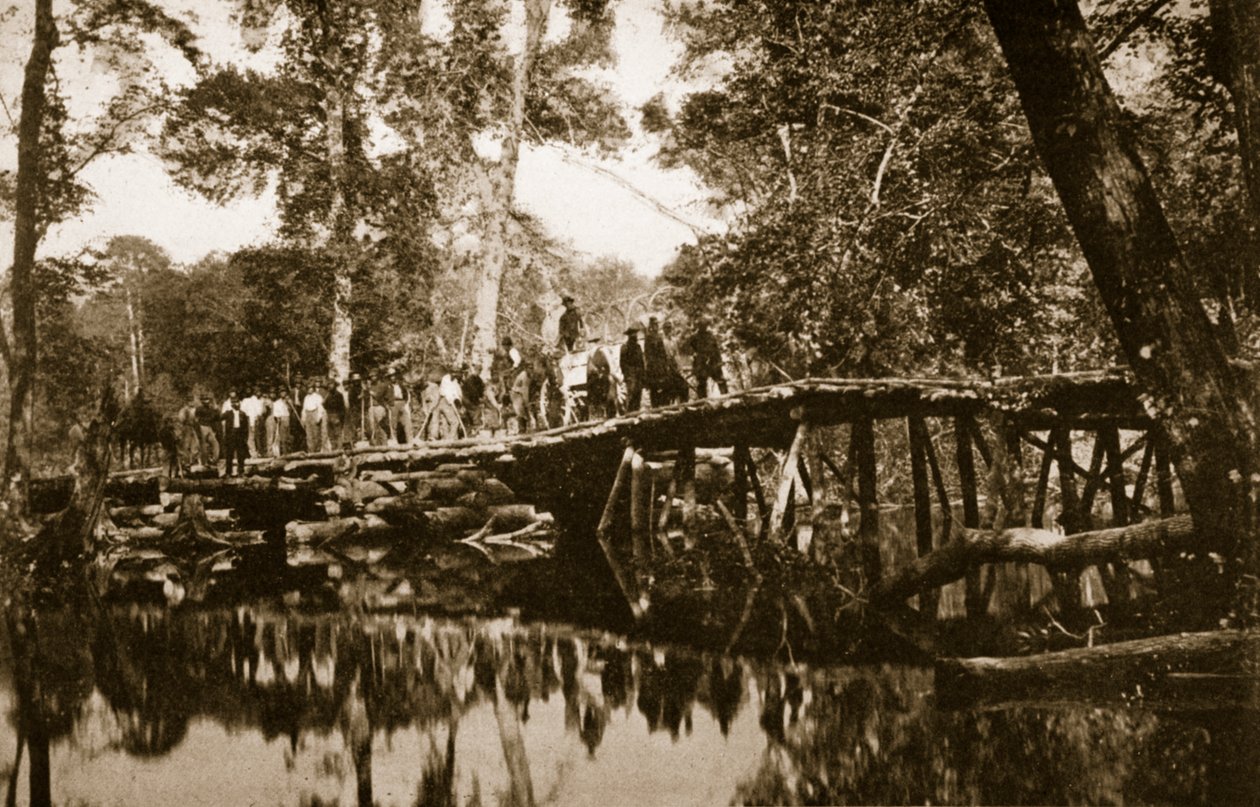Grapevine Bridge over de Chickahominy River, 1861-65 door Mathew B. Brady