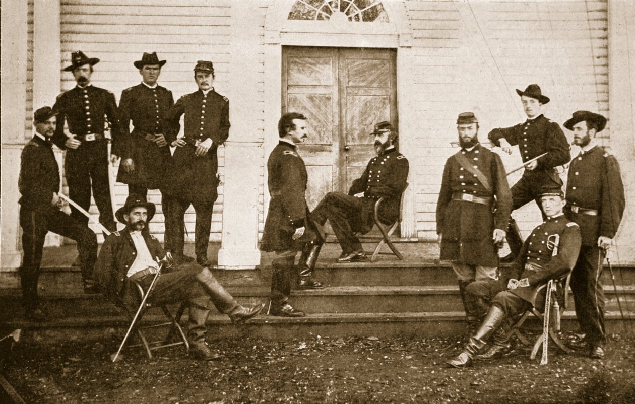 Generaal-majoor George G. Meade en staf, 1861-65 door Mathew B. Brady