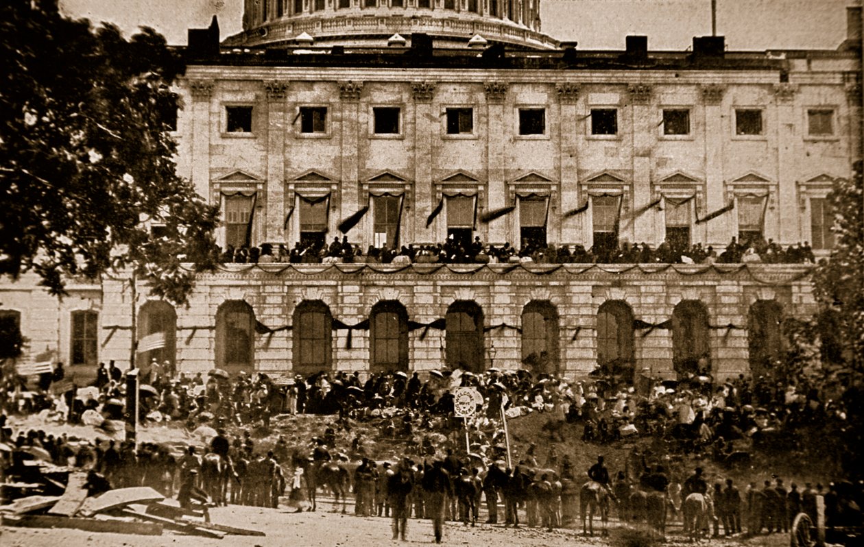 Het bekijken van de terugkeer van de troepen van het Capitool in Washington, 1861-65 door Mathew B. Brady