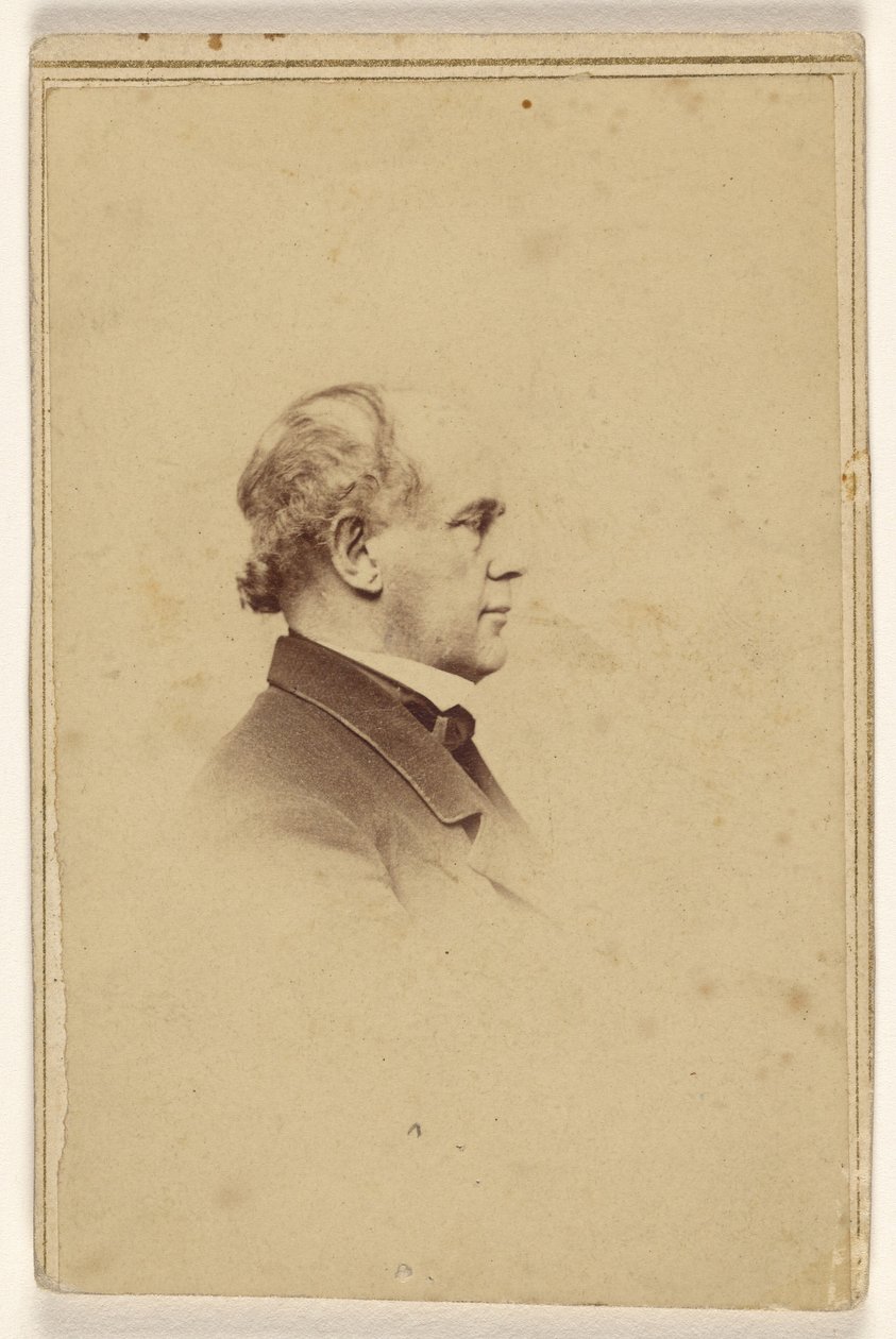 [Niet-geïdentificeerde man in profiel, gedrukt in vignetstijl] door Mathew B. Brady