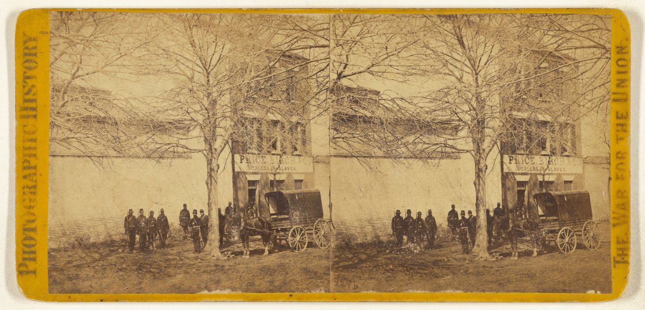 [Uniesoldaten voor Price, Birch & Co., handelaren in tot slaaf gemaakte mensen] door Mathew B. Brady