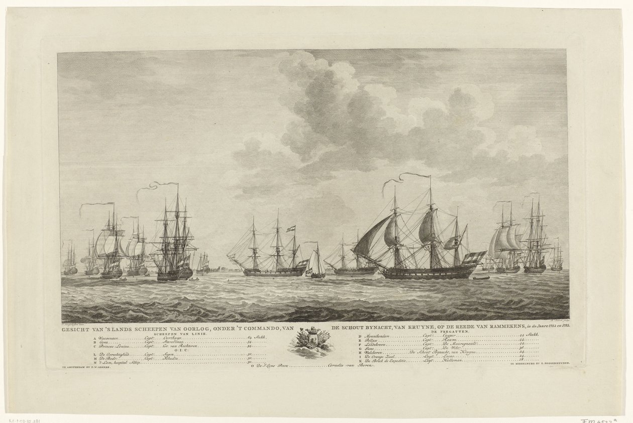 Nederlandse oorlogsvloot voor Rammekens, 1782-1783 door Mathias de Sallieth