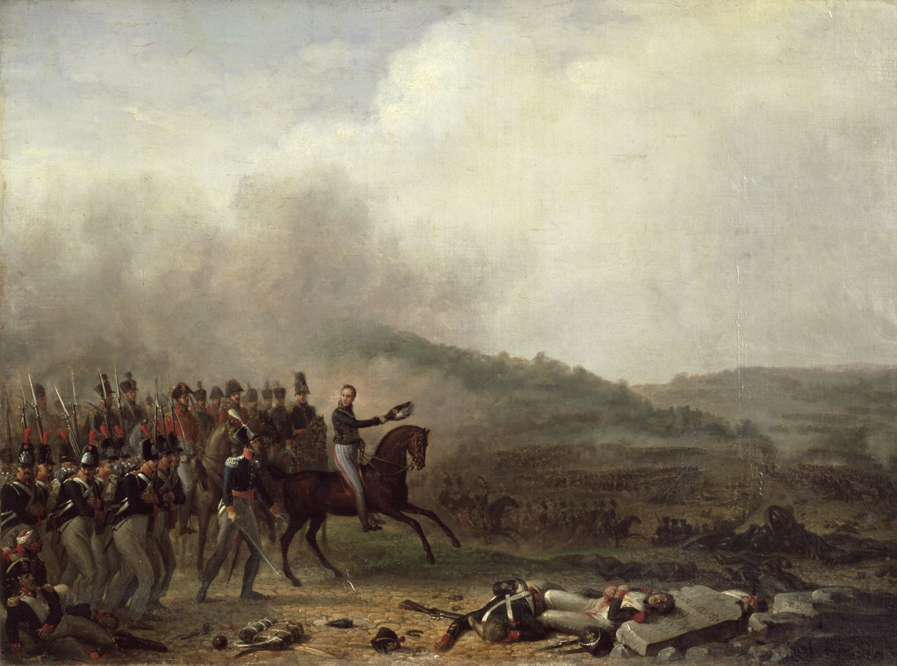 Willem Frederik (1772-1843) Prins van Oranje bij de Slag van Quatre Bras door Mathieu Ignace van Bree