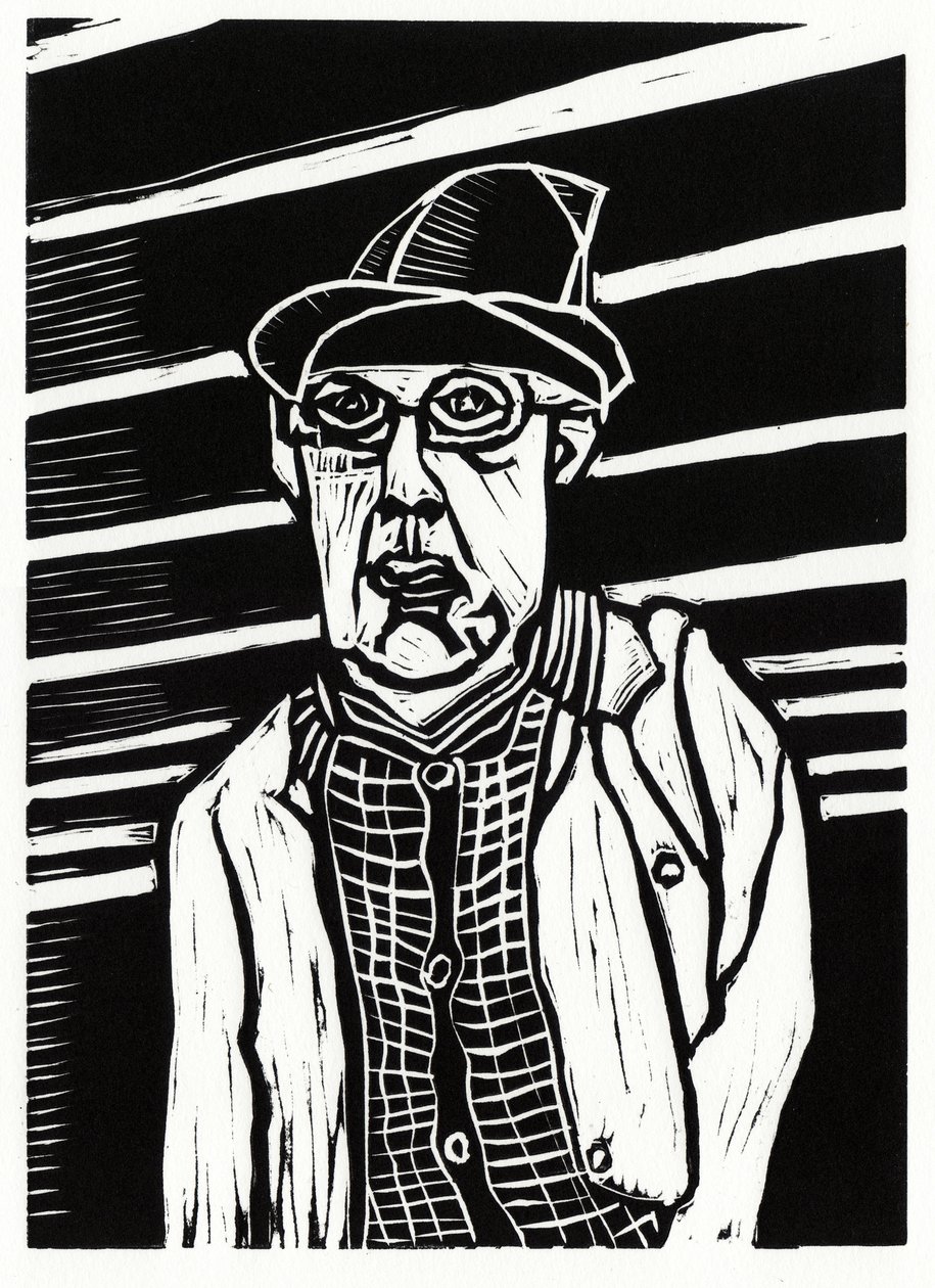 Southwark Man, 2013 (linoleumsnede) door Matt Bannister
