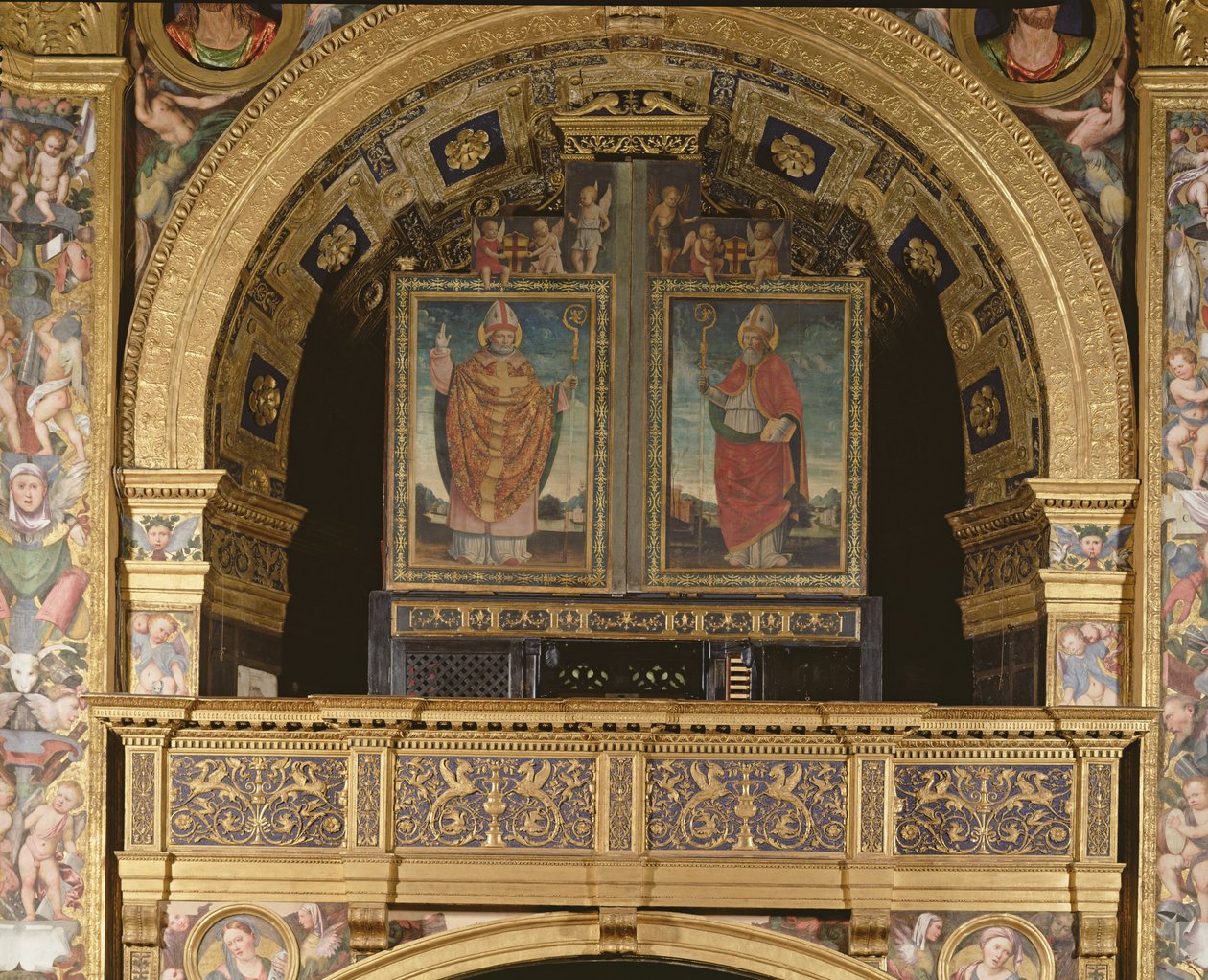 St. Bassianus en St. Ambrosius, bisschop van Milaan, 1507 door Matteo Chiesa