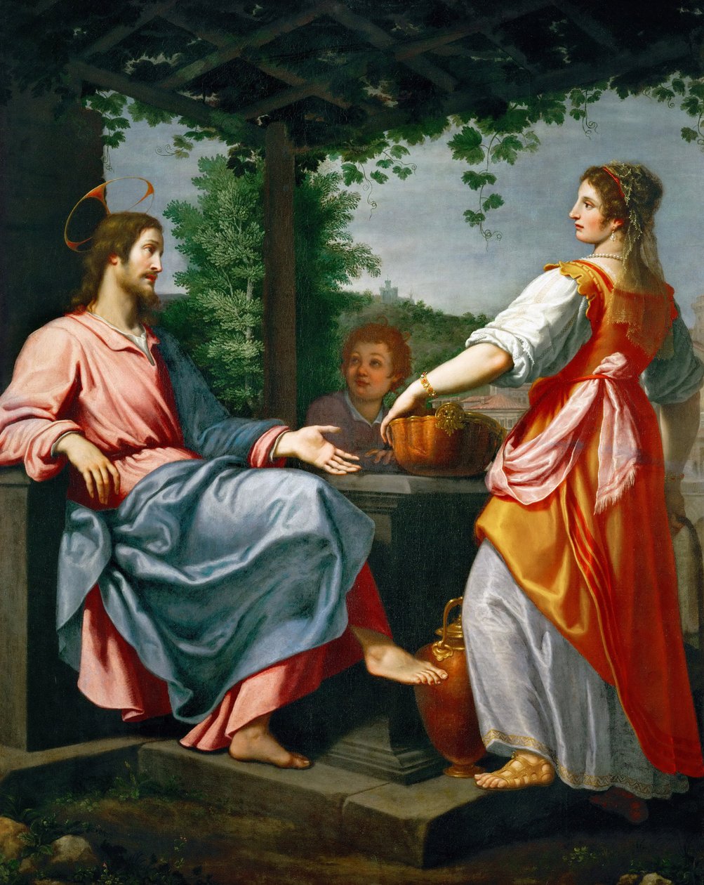 Jezus en de Samaritaanse - Barok: Christus en de Samaritaanse Vrouw door Rosselli, Matteo (1578-1650), ca. 1620. Olie op doek, 241x194. Kunsthistorisch Museum, Wenen door Matteo Rosselli