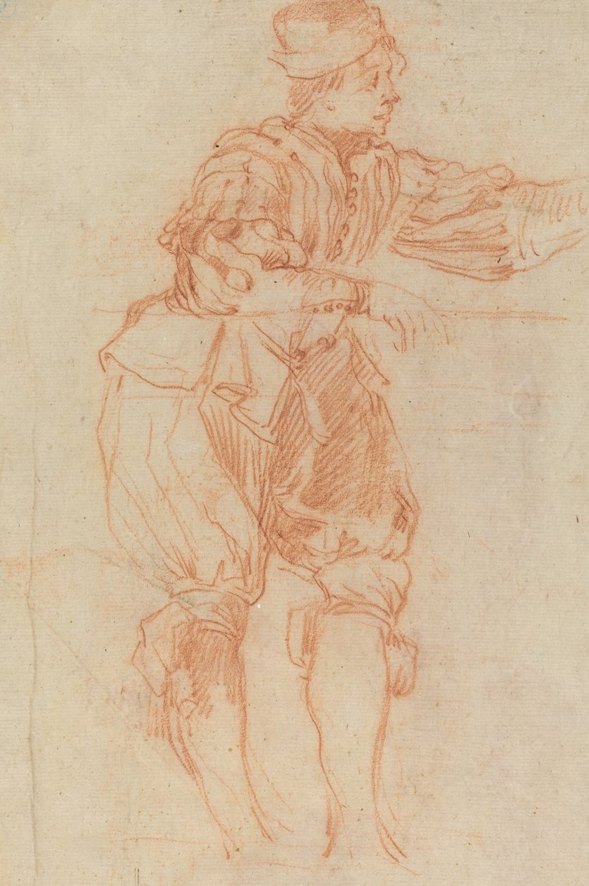 Man leunend op een reling (verso) door Matteo Rosselli