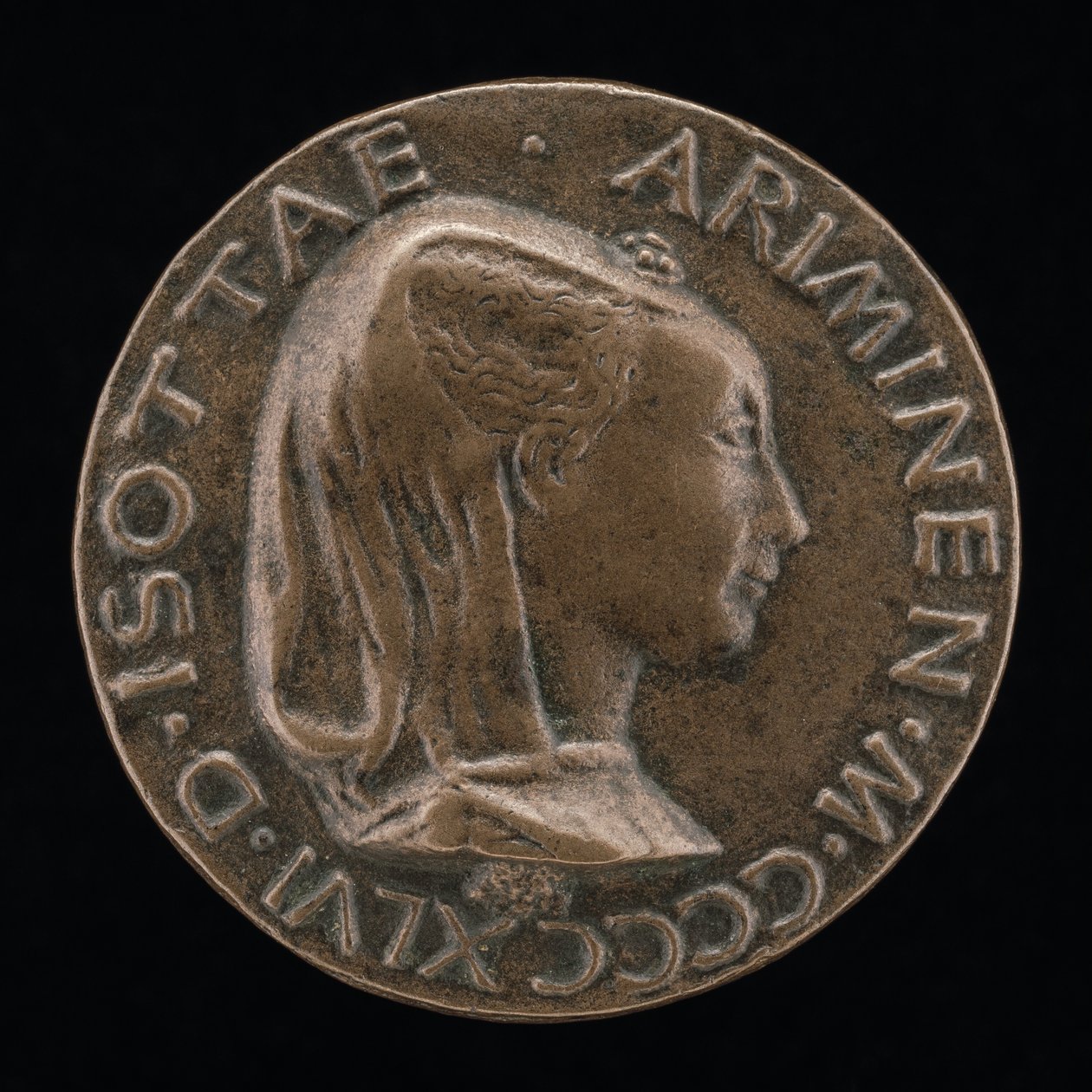 Isotta degli Atti, 1432-1474, Minnares 1446, daarna Vrouw na 1453, van Sigismondo Malatesta [voorzijde] door Matteo di Andrea de Pasti