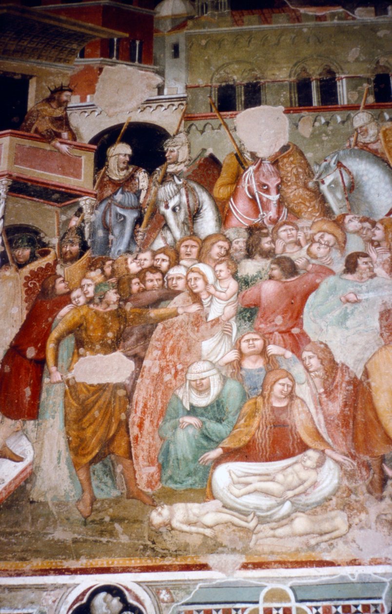 Bloedbad van de Onschuldigen, Fresco in de kerk van Santi Agostino, Siena, 1482 door Matteo di Giovanni