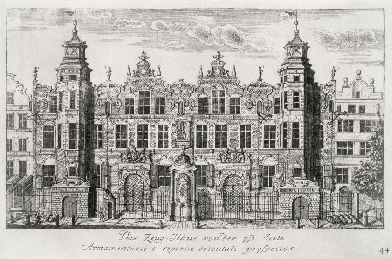 Het Arsenaal gezien vanaf de Oostzijde van de Piwna Straat door Matthaeus Deisch