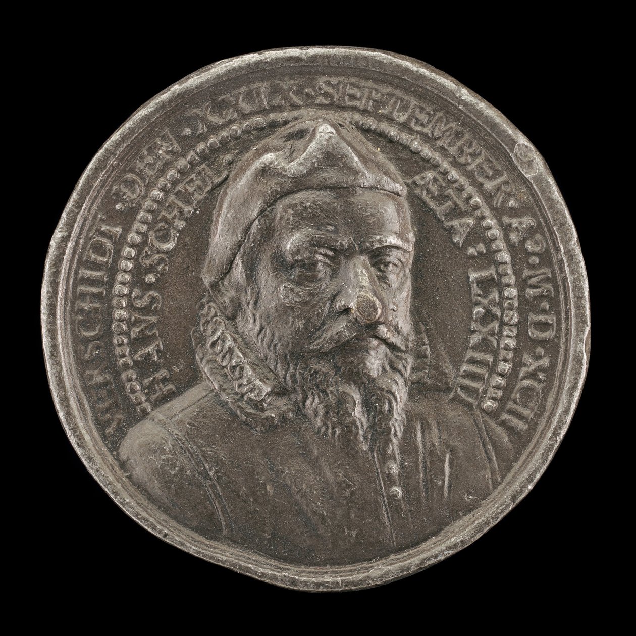 Hans Schel, 1518-1592, Patriciër van Neurenberg [voorzijde], 1592 door Matthäus Carl