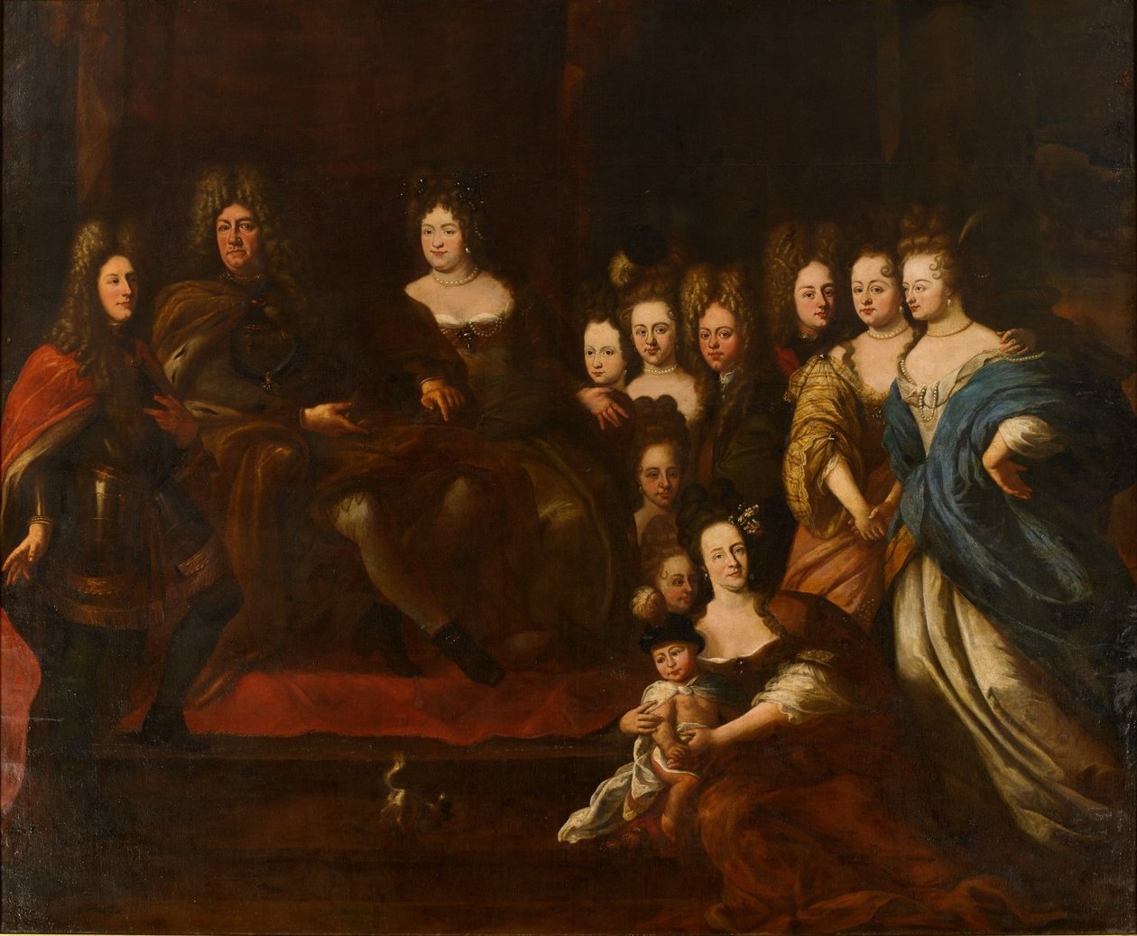 Familieportret van landgraaf Frederik II van Hessen-Homburg door Matthaus Merian