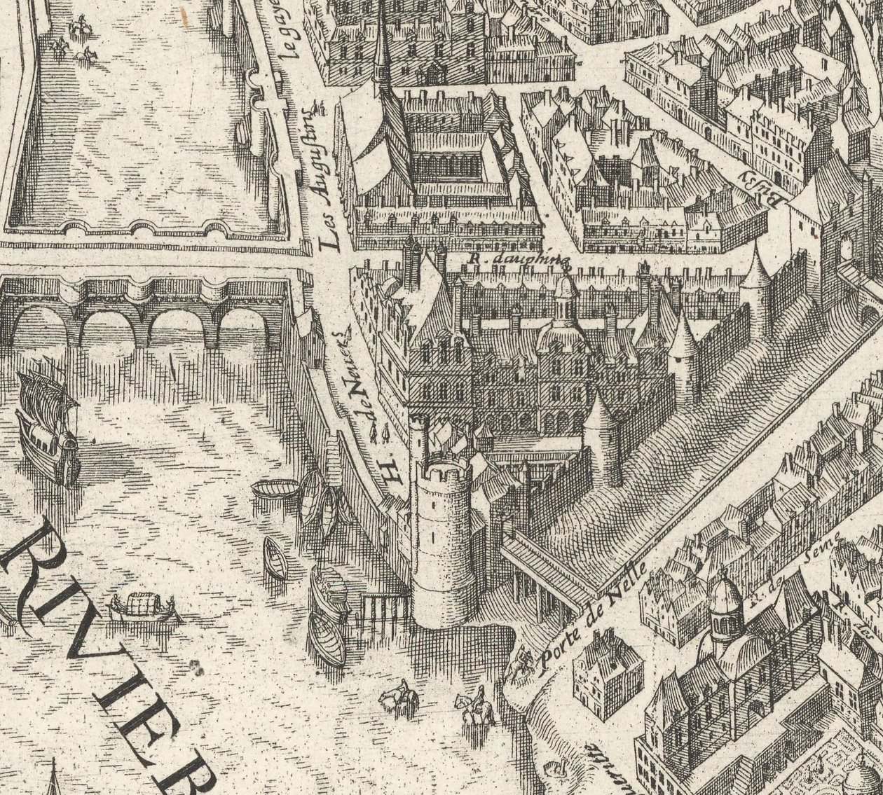 Hôtel de Nevers op 1615 Merian plattegrond van Parijs - David Rumsey door Matthaus Merian