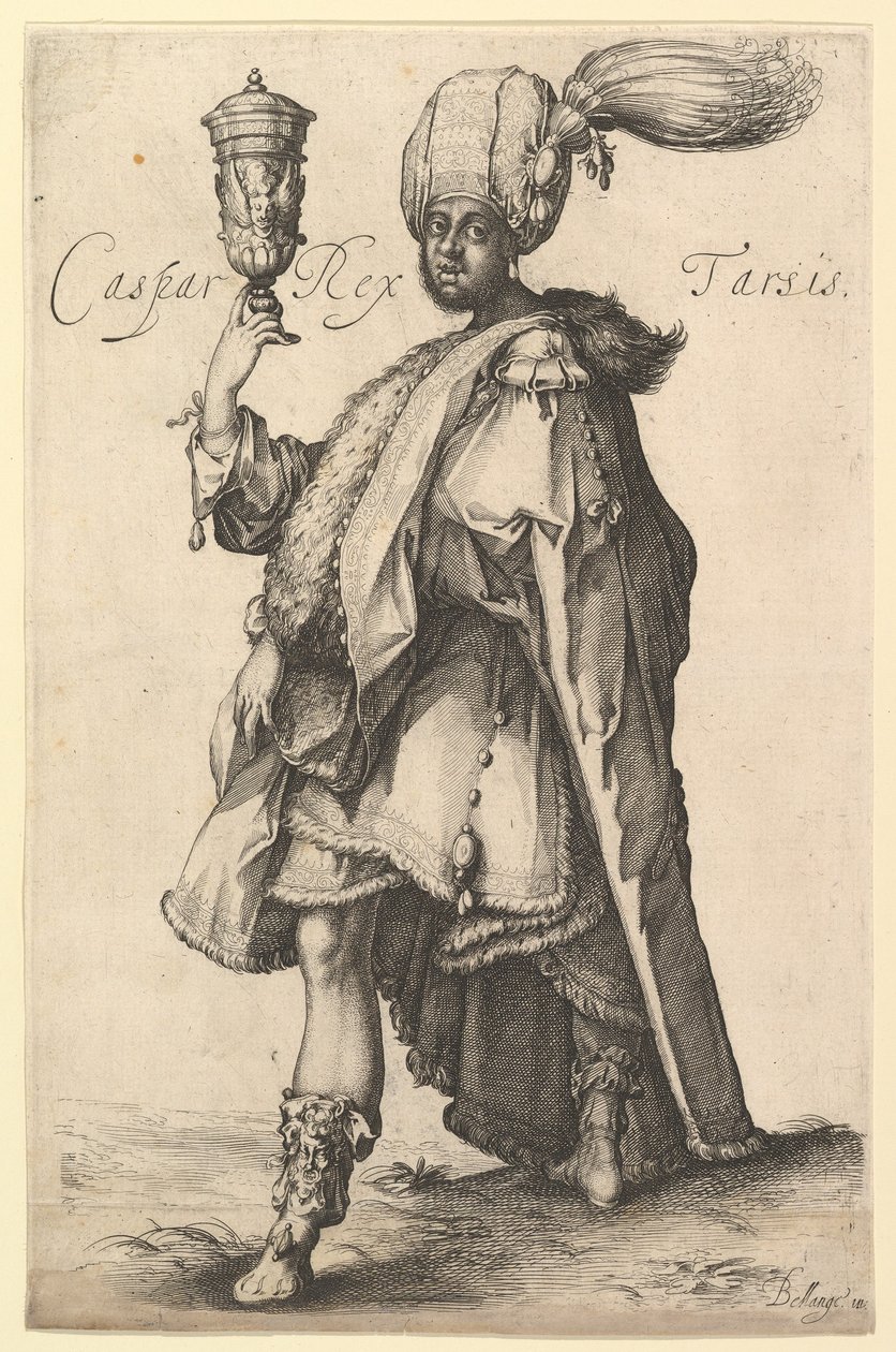 Caspar, naar de Drie Koningen-serie van Jacques Bellange, ca. 1615 door Matthaus Merian