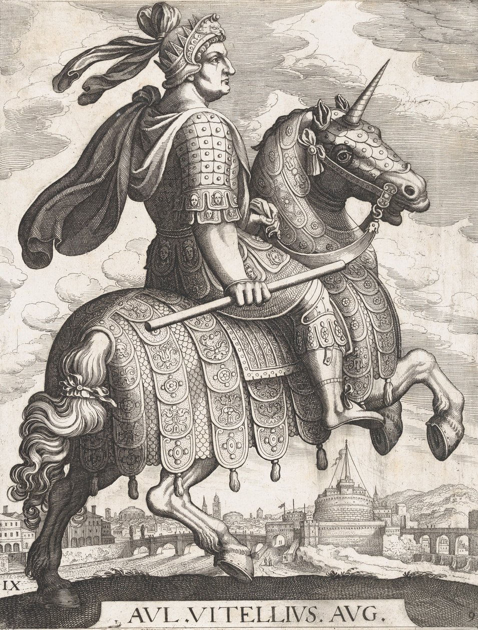 Plaat 9: Keizer Vitellius te paard, uit 